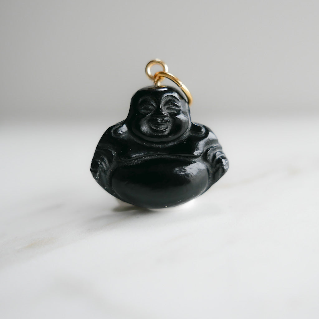 Happy Buddha  - Onyx - DIVYA Sacred Symbols - Handcarved stone - ShaSha Jewelelry