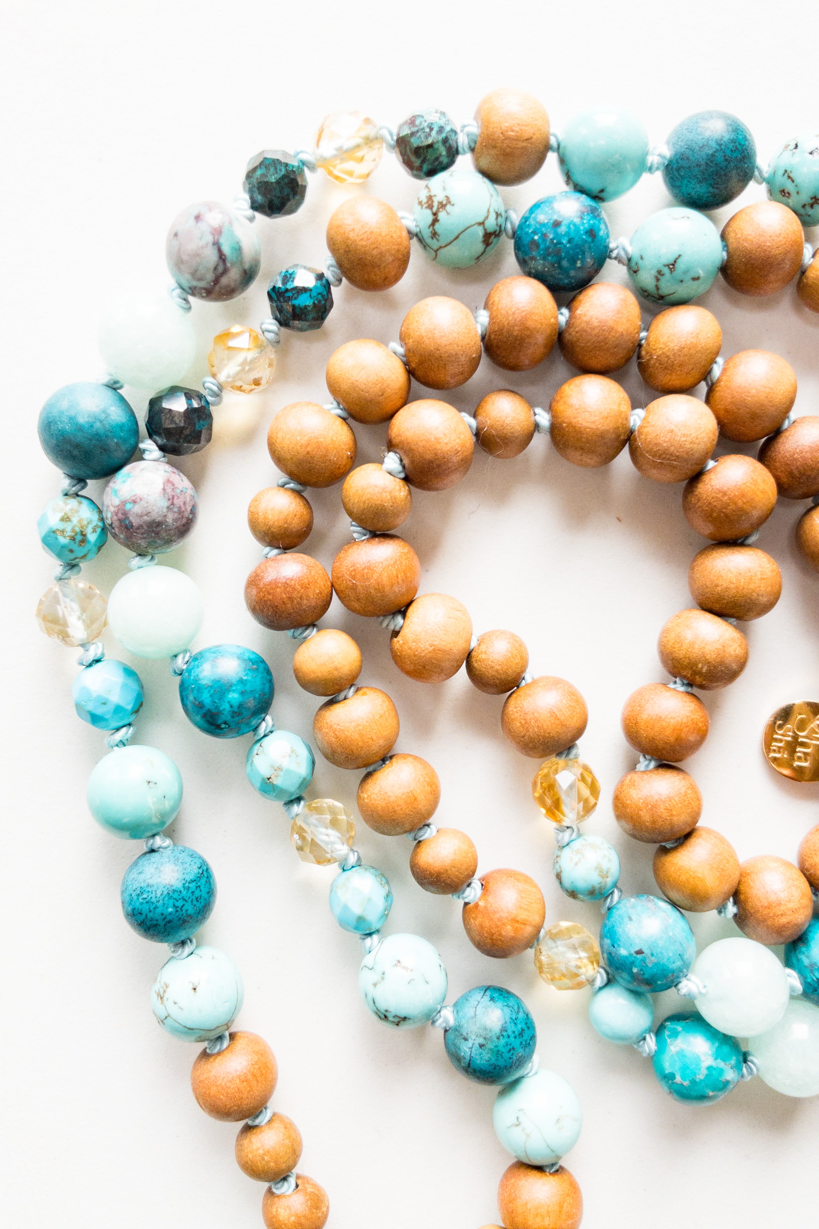 Turquoise Elysium Mala - Turquoise, Citrine, Amazonite et Bois de Santal - OceanEyes