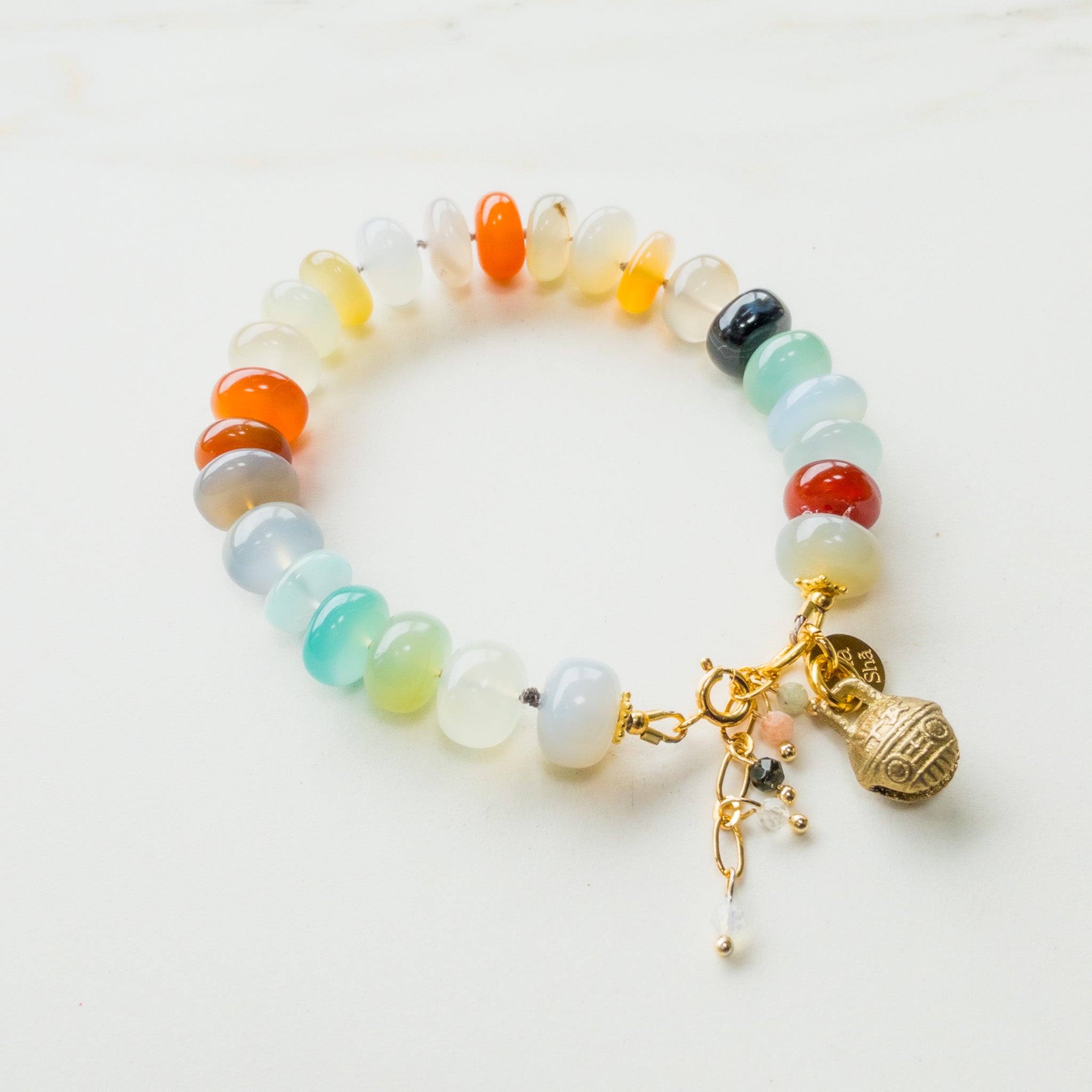 Smooth Chalcedony Bracelet “Melody Mantra” Collection - shashā jewellery with meaning 