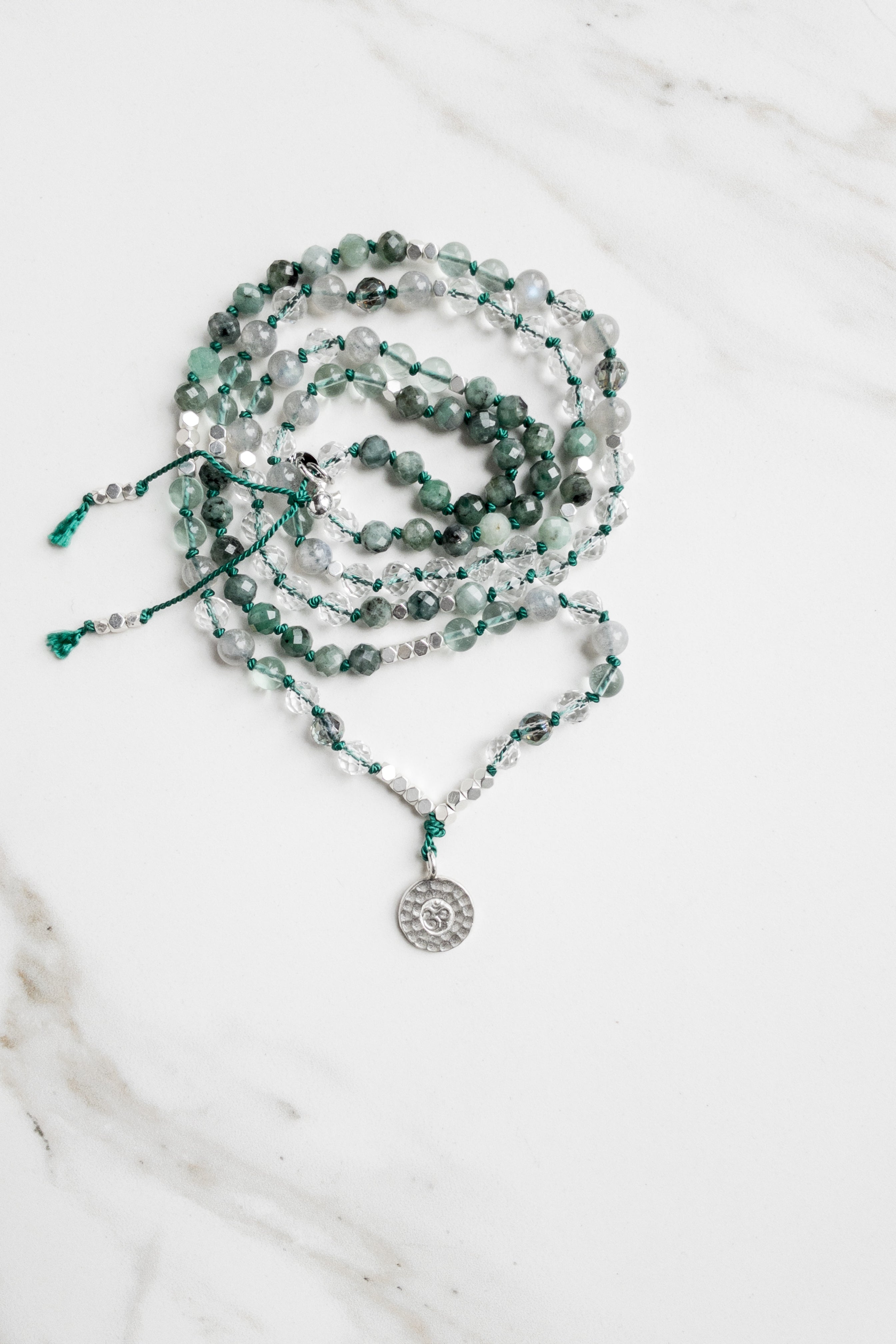 Harmonious Radiance Mala Necklace- OM - Indradhanush - shashā jewellery- handmade - Switzerland 