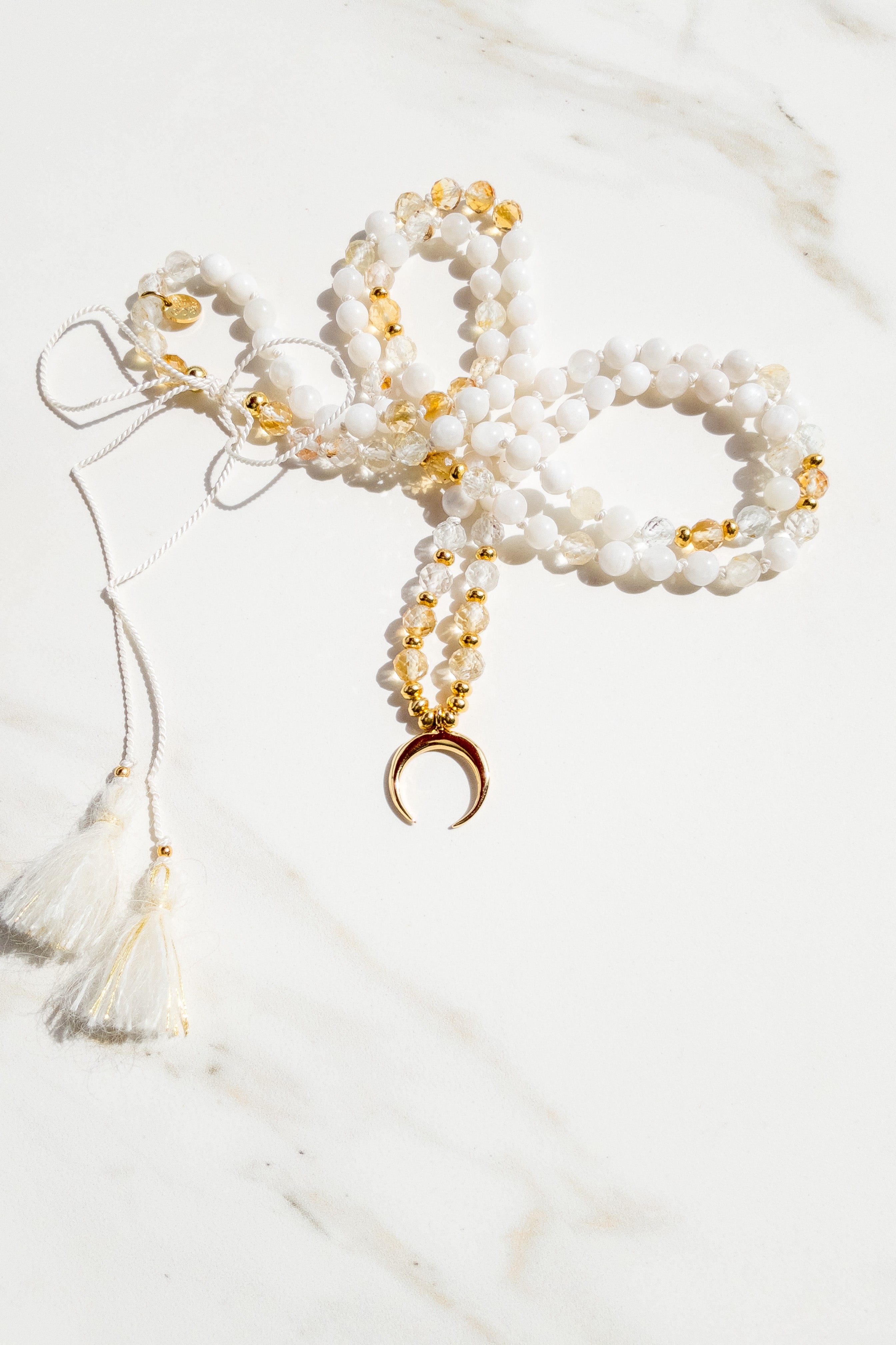 Luminous Radiance Mala Necklace - Moonstone Topaz Citrine - Indradhanush Collection - healing jewellery ShaSha 