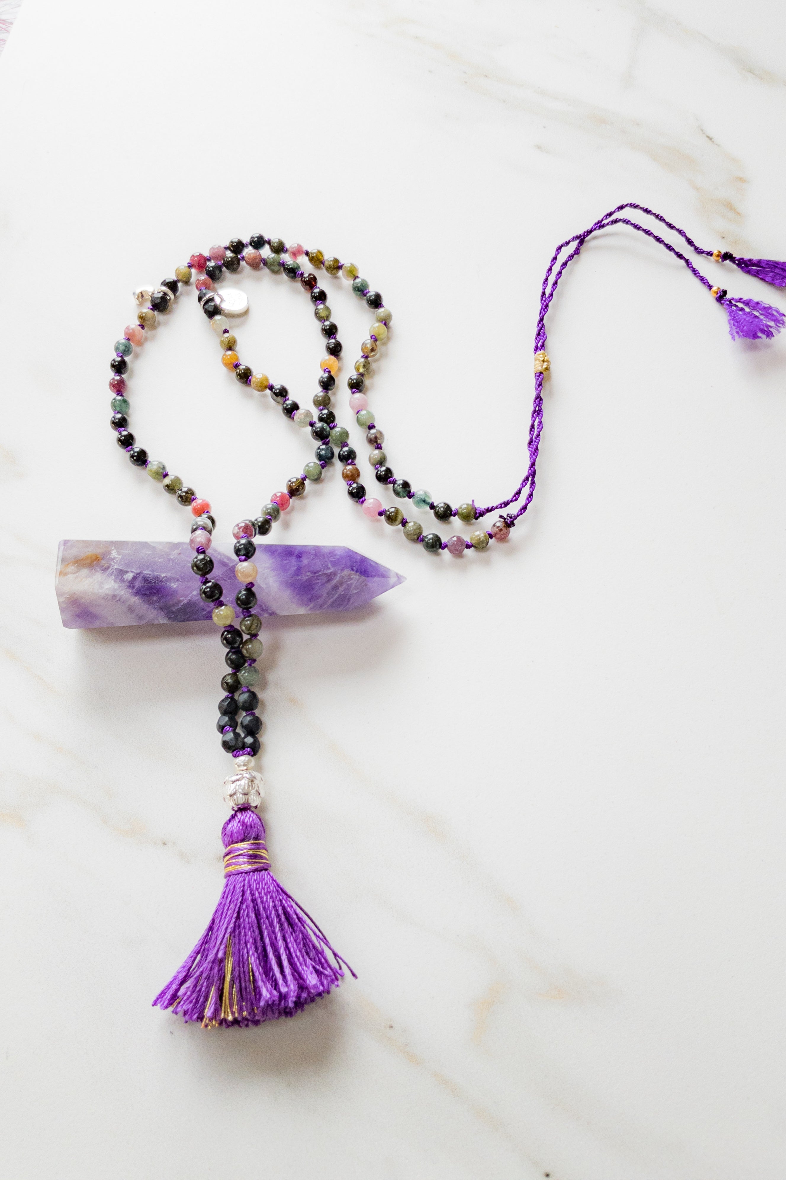 Mini Mala 108 beads - Tourmaline - ROOTS - ShaShã yoga jewellery 