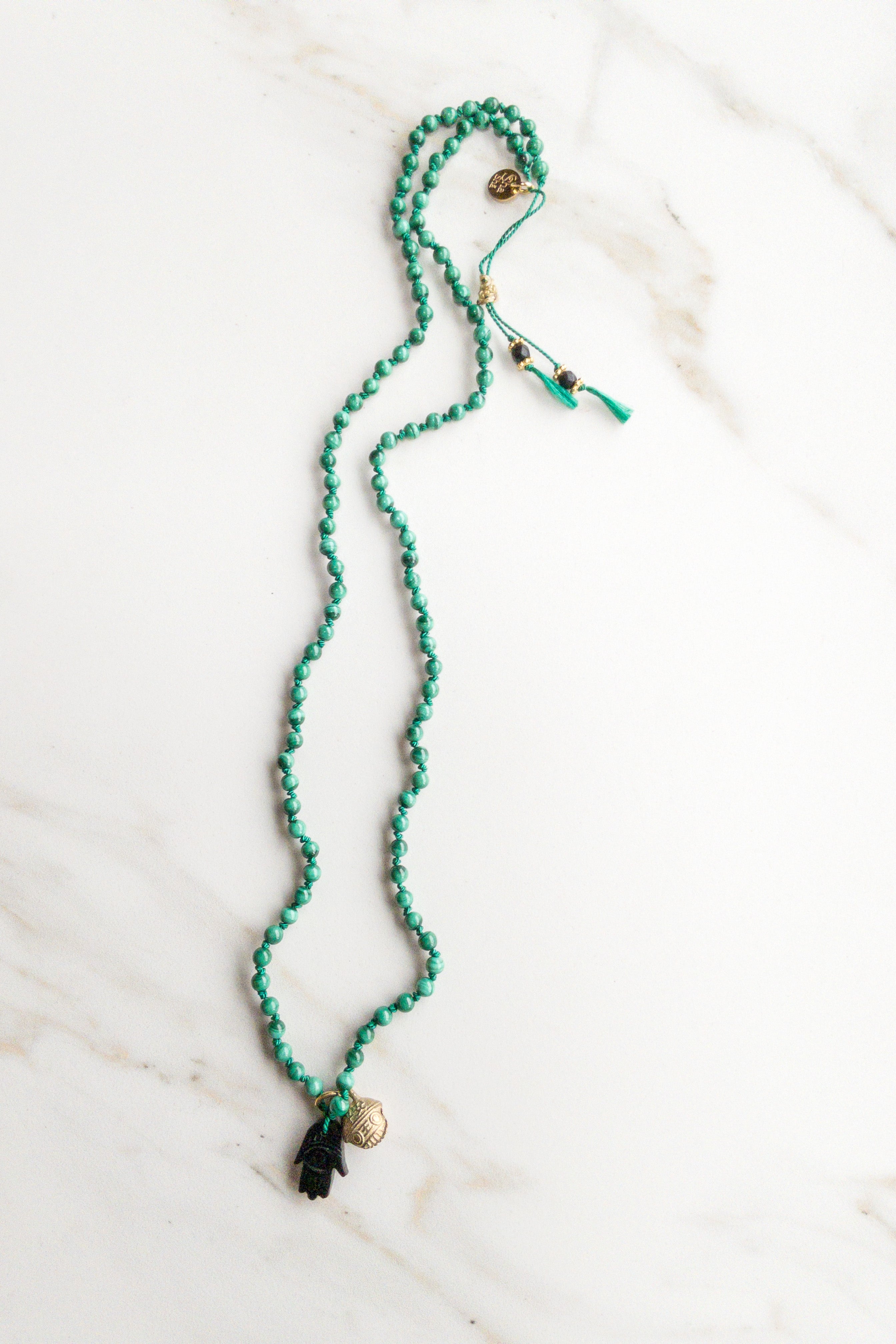 ShaSha « Roots » mini mala 108 - Malachite & Onyx - shashā jewelry Switzerland 