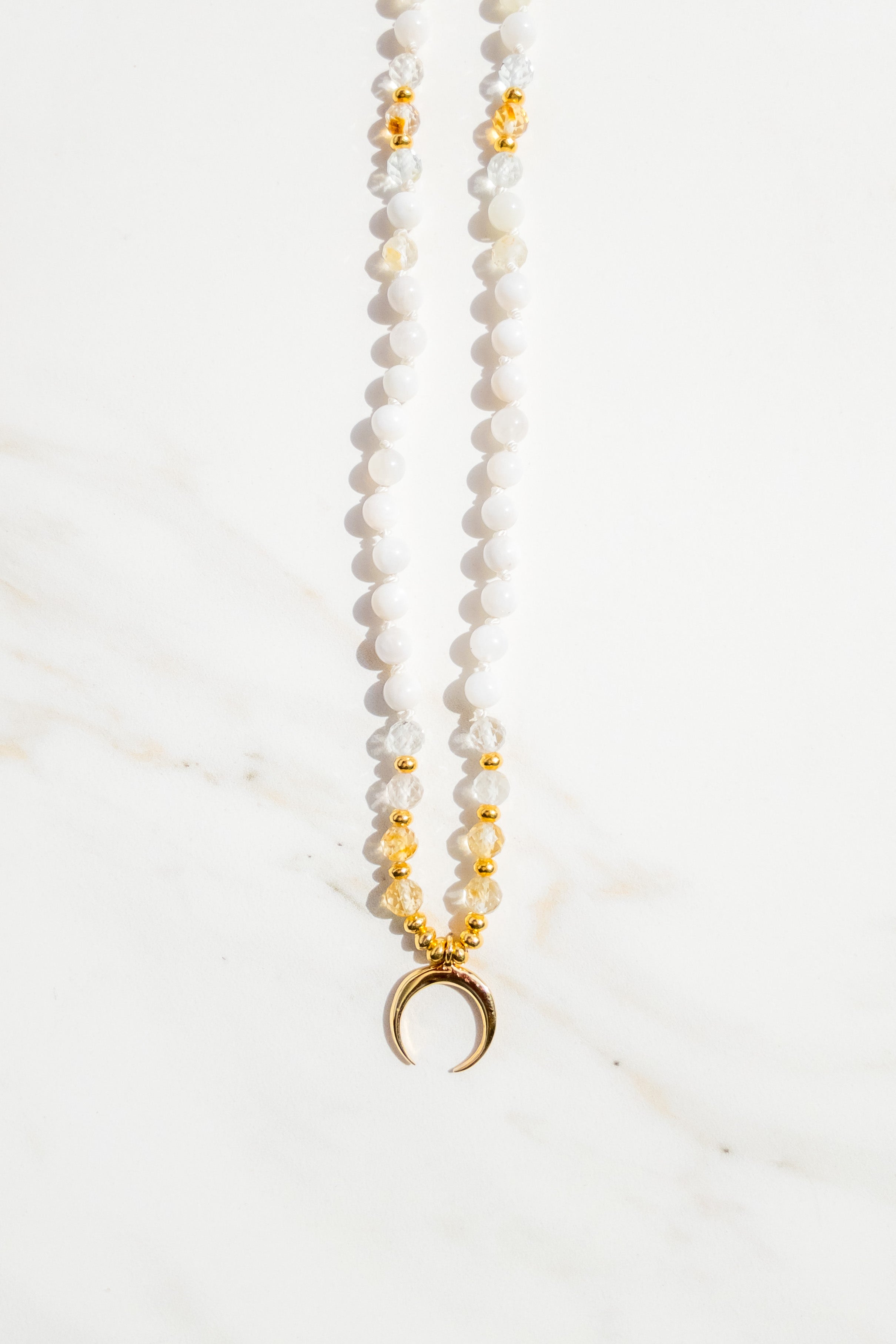 Luminous Radiance Mala Necklace - Moonstone Topaz Citrine - Indradhanush Collection - ShaSha jewellery 