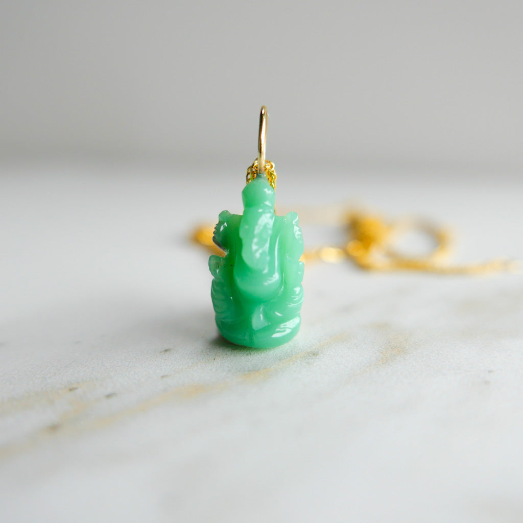 Ganesha Ji - Chrysoprase - DIVYA Sacred Symbols - Handcarved stone - ShaSha Jewellery