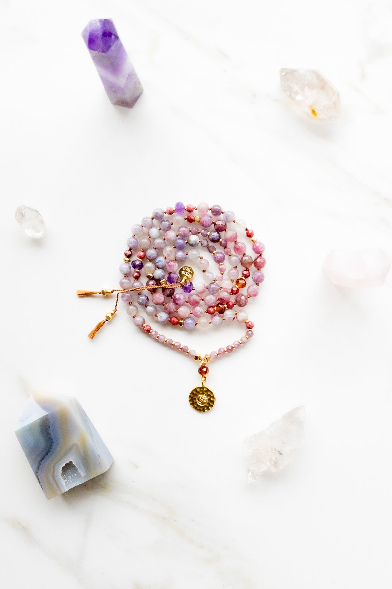 Heart Light Mala Necklace - OM - Indradhanush - yoga inspired jewellery 