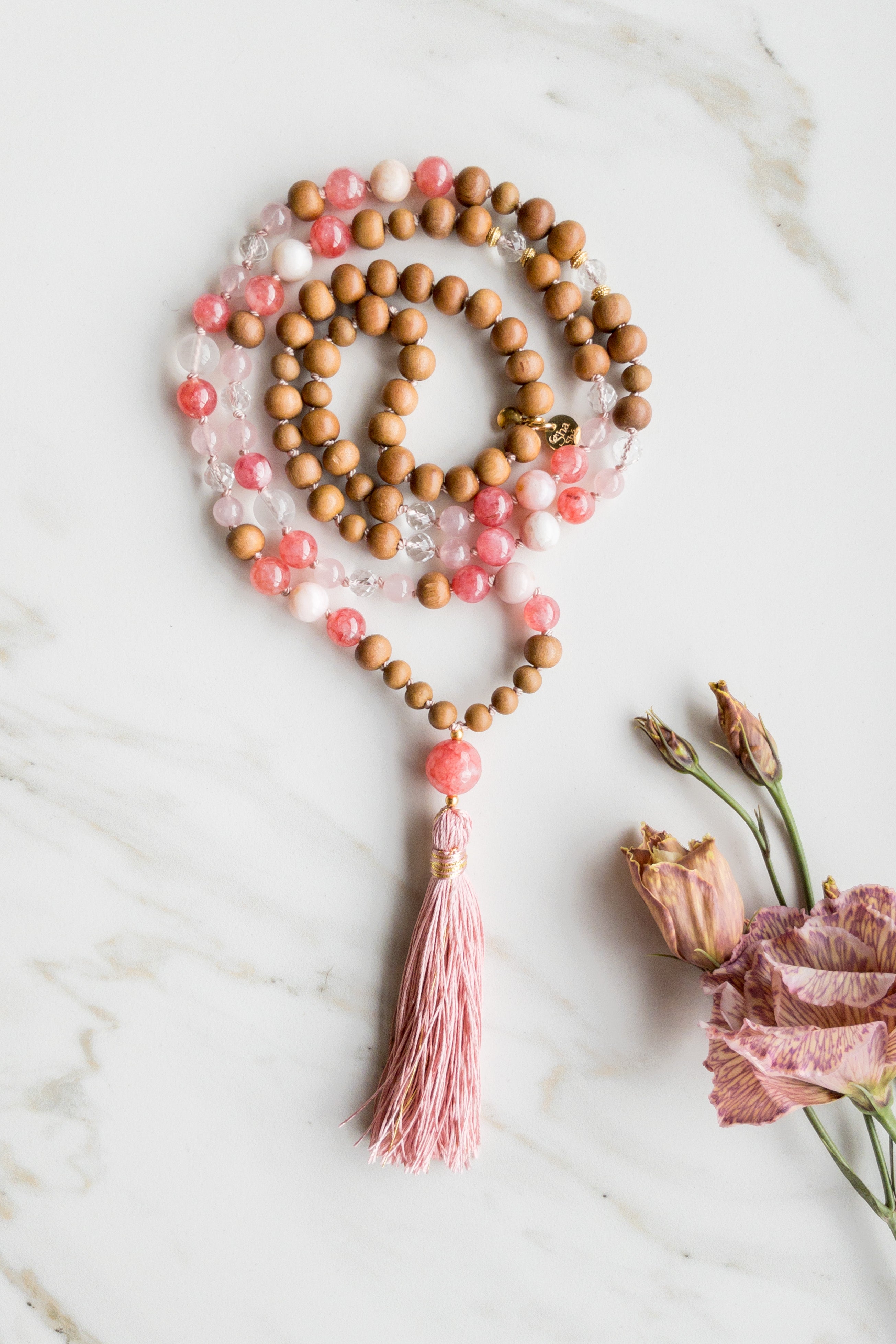 Blush Elegance Rosary Mala 108 beads - OceanEye - shashā jewellery Switzerland 