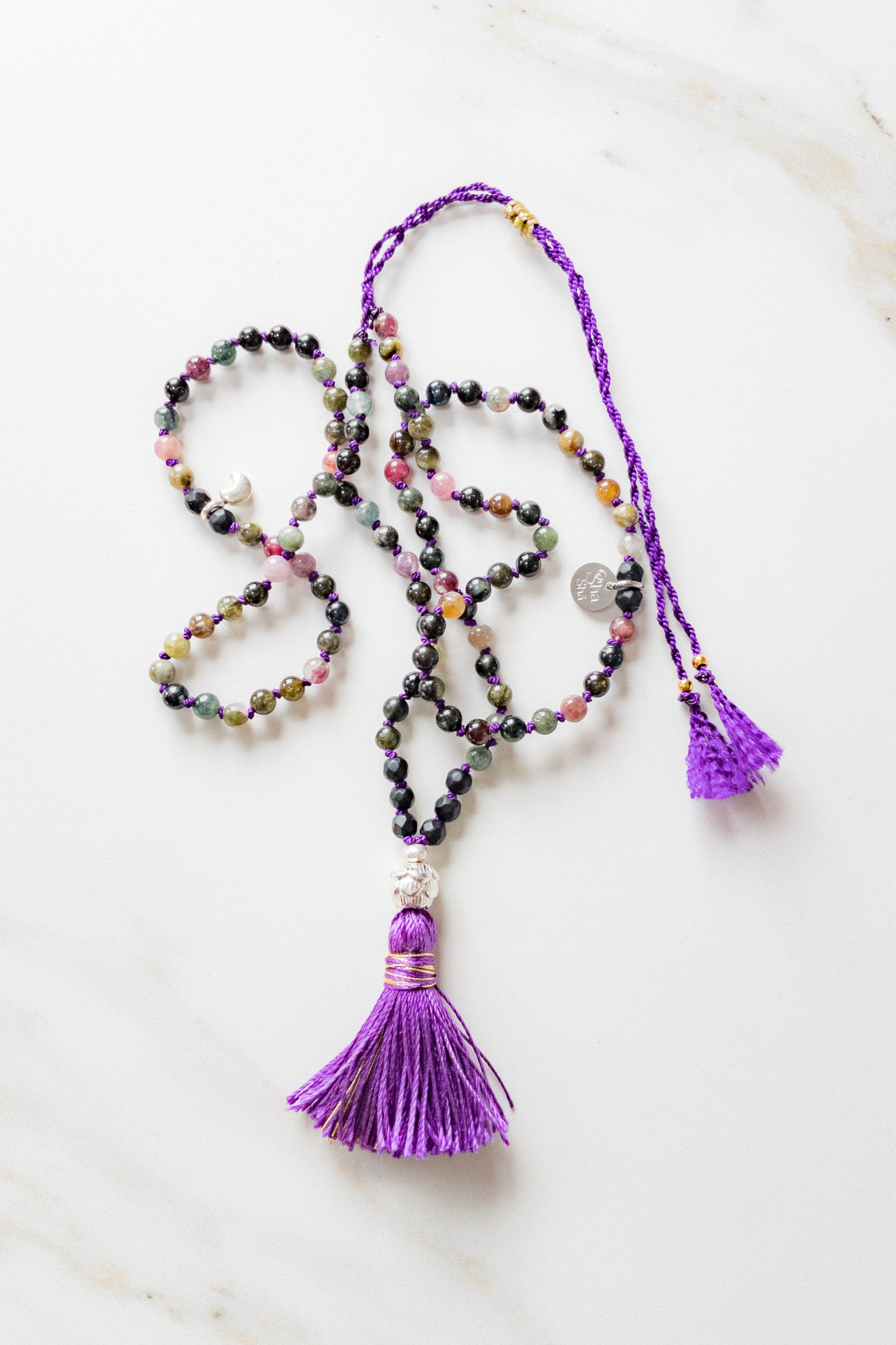 Mini Mala 108 beads - Tourmaline - ROOTS - ShaSha jewellery Switzerland 