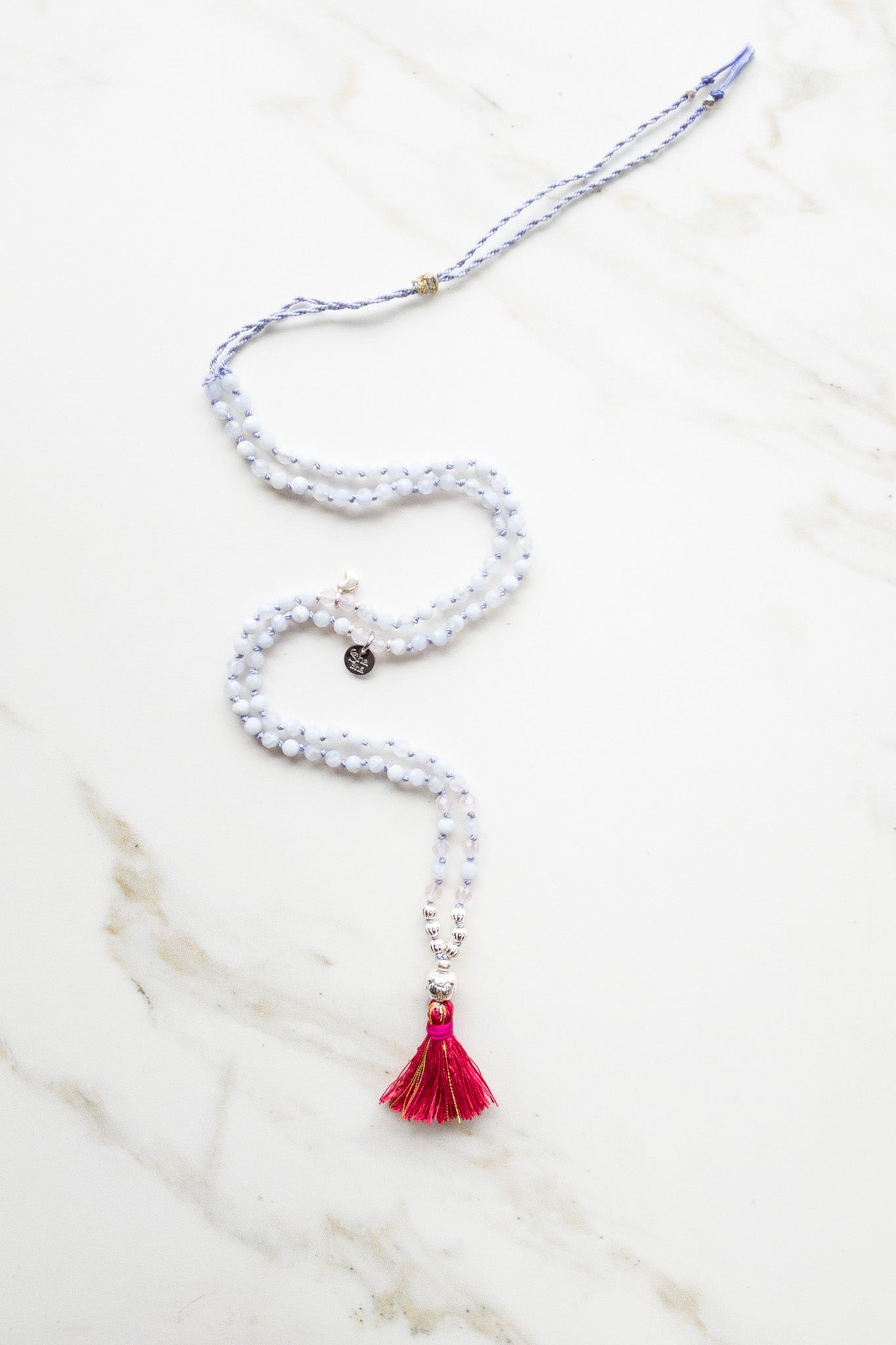 Shashā « Roots » Mini Mala 108 - Agate Lace &  Morganite - meditation jewellery 