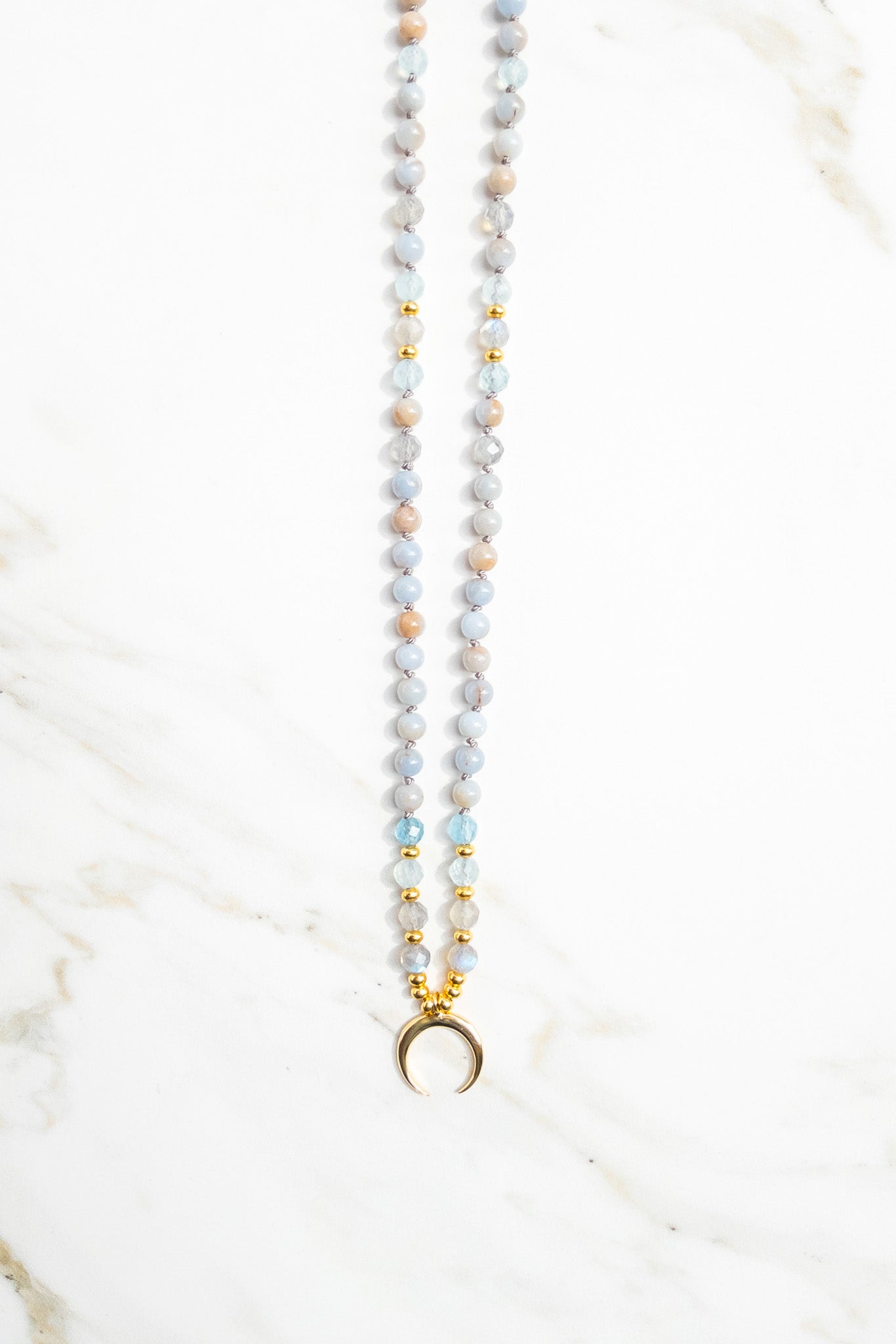 Aurora Crescent Japamala Necklace - Indradhanush Collection - shasha jewellery