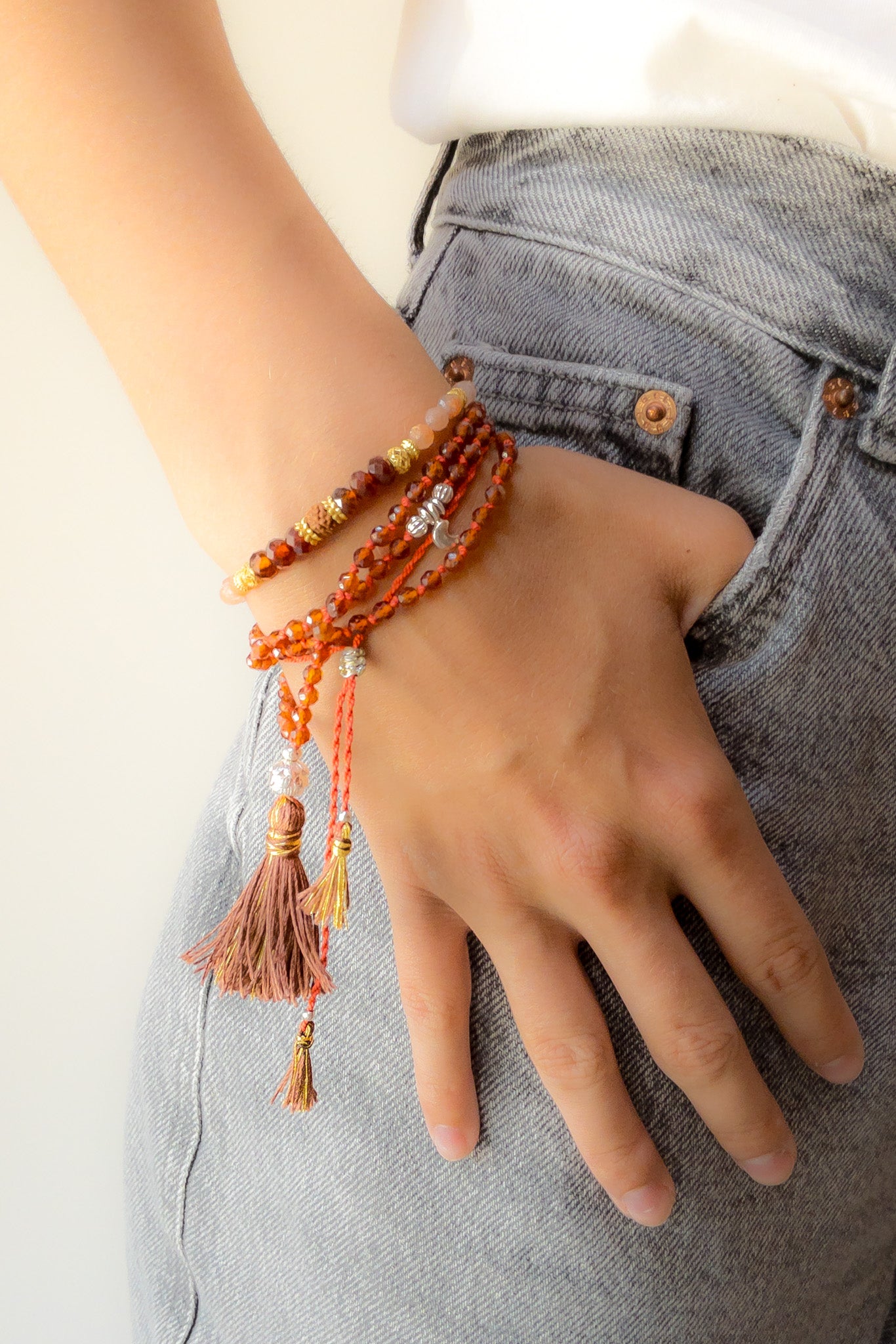 ShaSha “Roots” mini Mala 108 - Spessartine