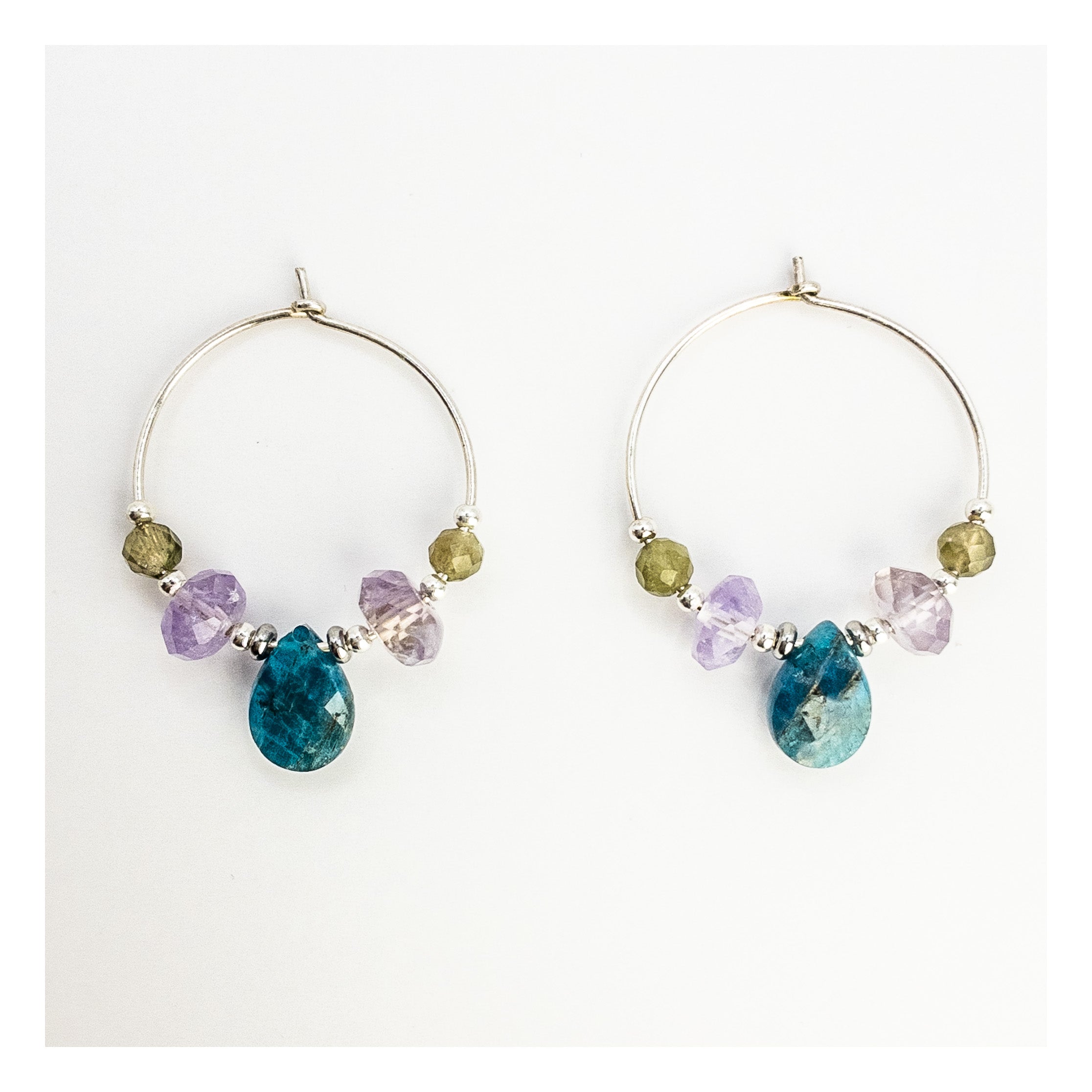 shasha Jewellery - Blue Apatite Jyoti Hoop Earrings