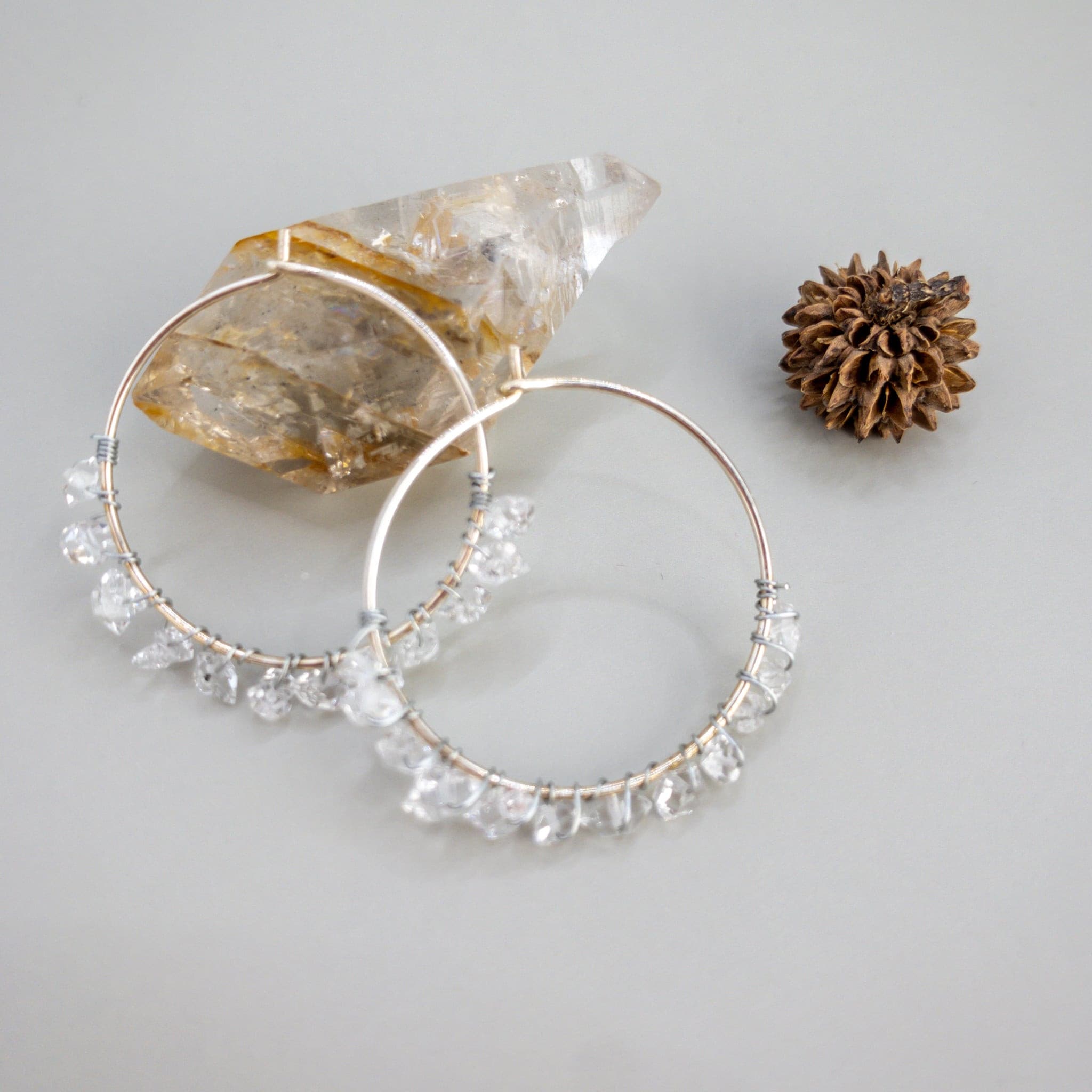 "Diamond" Herkimer Hoop earrings - ShaSha jewellery switzerland
