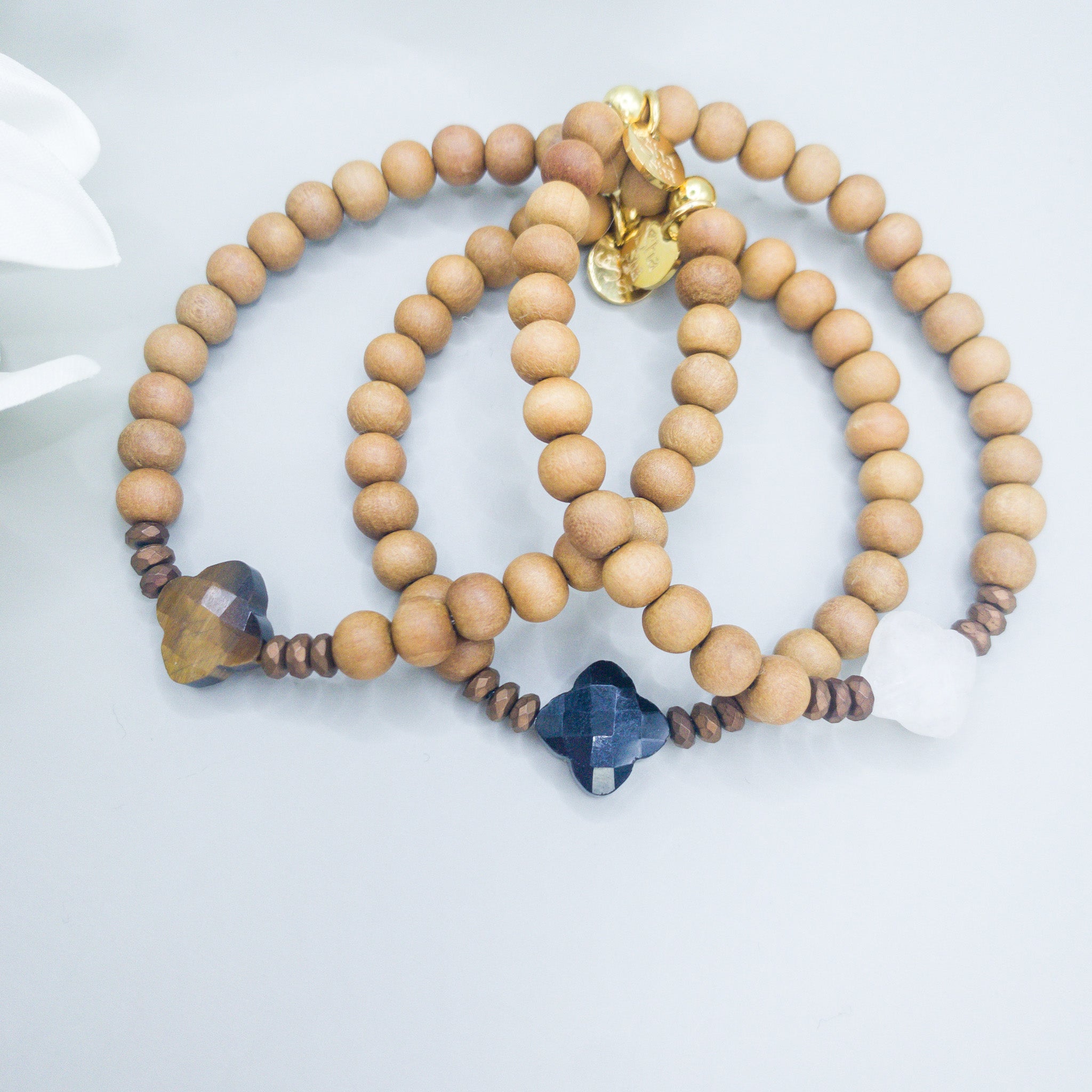 Black Obsidian & Sandalwood "Balance" bracelet - shasha yoga jewellery switzerland