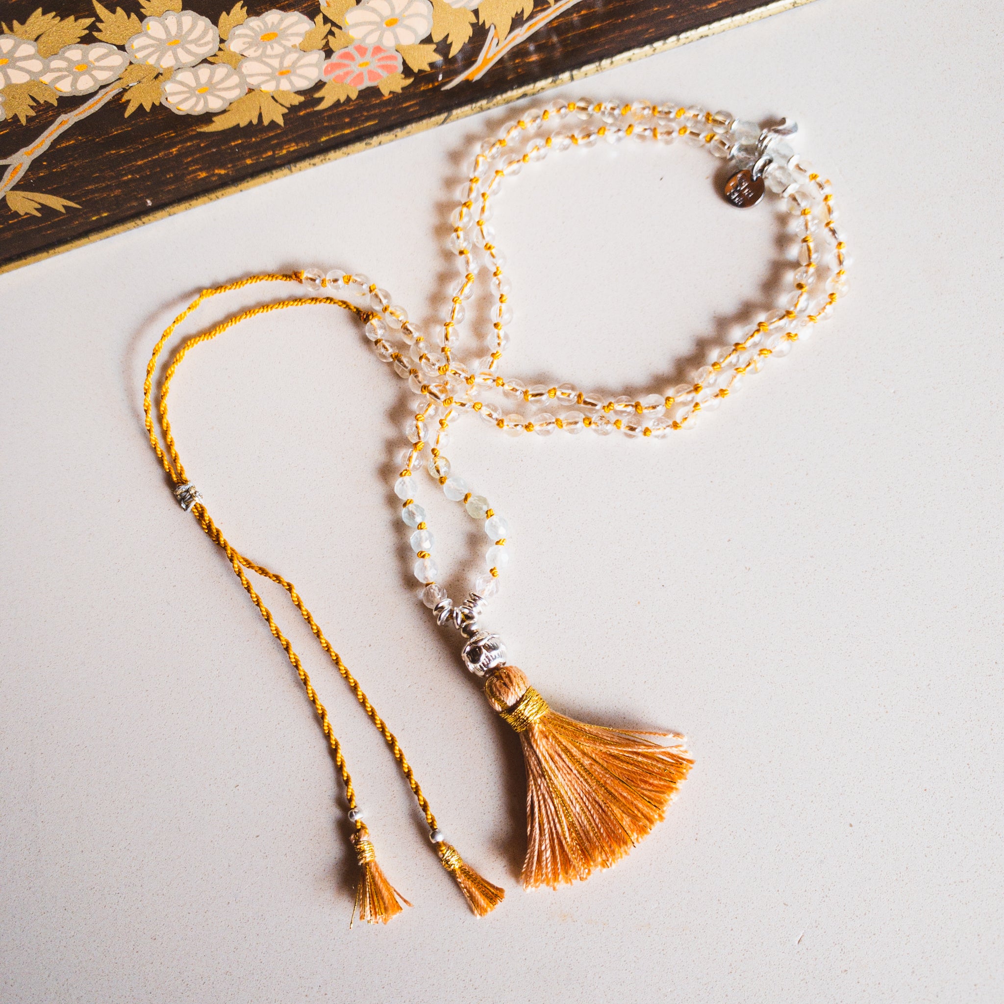 Sha-Sha "Roots" mini Mala 108 - Smooth Yellow Topaz - healing crystal jewelry